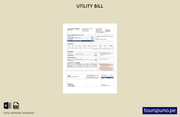 lista para imprimir plantilla de factura de servicios públicos de gas de Nueva J